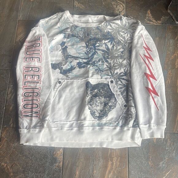 True Religion Mens Hemp Printed Pullover Sweatshirt size XXL - Picture 2 of 9